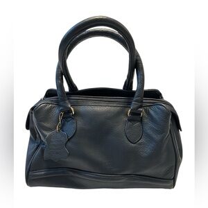 Leather Handbag Navy with Detachable Shoulder Strap